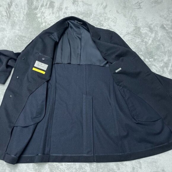 Canali Mens Black Pinstripe Cashmere Overcoat 3-Button 46R Made In Italy c159 - Picture 6 of 14